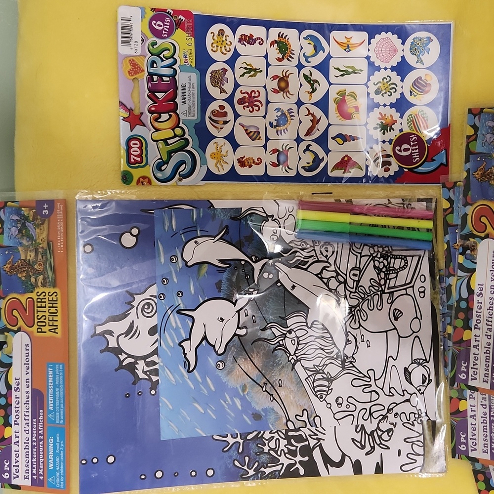 Under the sea velvet poster boards and sea stickers.